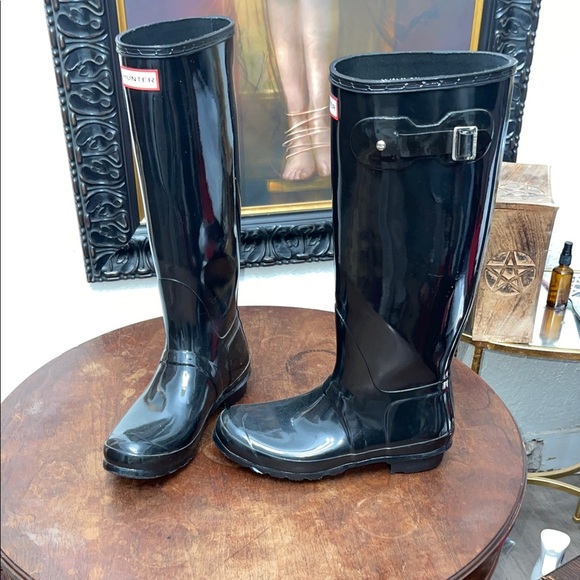 Hunter Original Tall Gloss Rain Boots Black Size 9 / EU 40–41 — Waterproof Icon - Picture 3 of 9